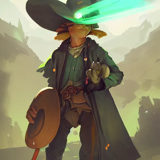 Prompt: snufkin as overwatch character, digital illustration portrait design, by android jones and greg rutkowski, retrowave color scheme, detailed, cinematic lighting, wide angle action dynamic portrait