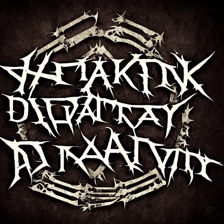 Prompt: heavy trash metal spiky dark creepy dark dirty grungy satanic logo word font typography