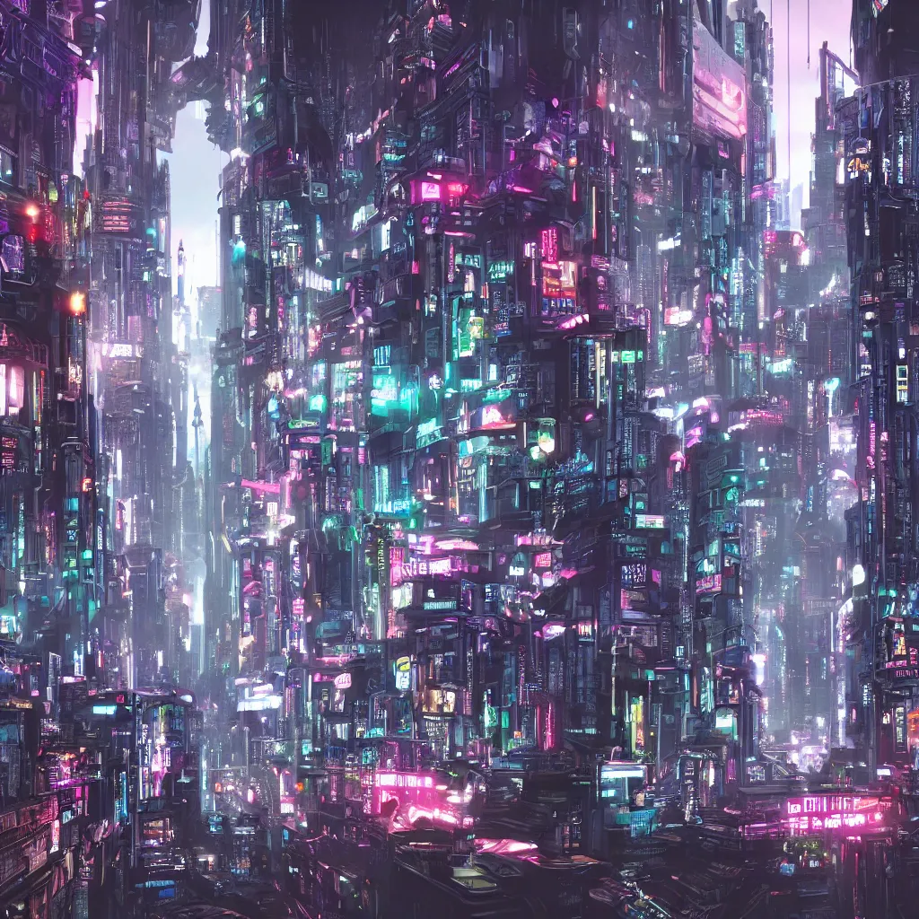 Prompt: a cyberpunk city