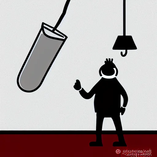 Prompt: A man changing a light bulb, minimalistic cartoon