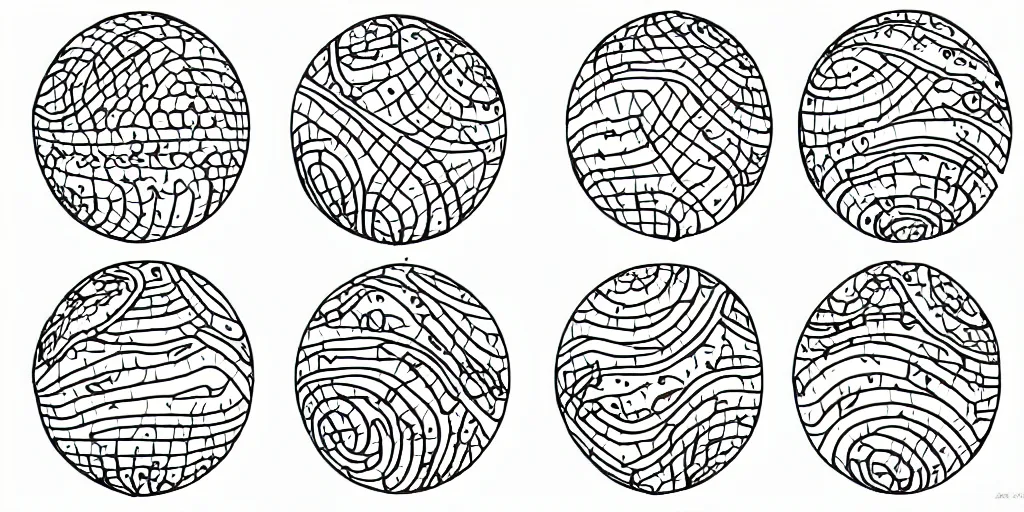 Image similar to animation frames sequence board of a bouncy ball drawn with pen