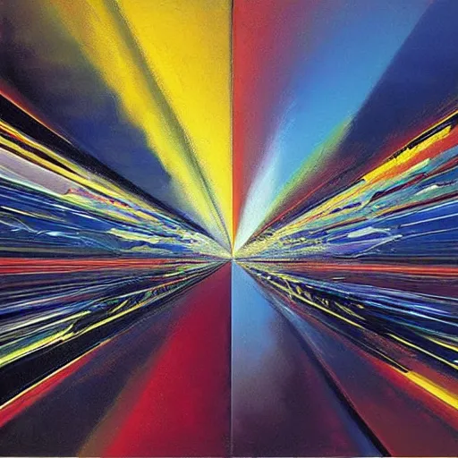 Image similar to abstract art representing momentum, oil painting by john berkey and gabriel dawe, masterwork