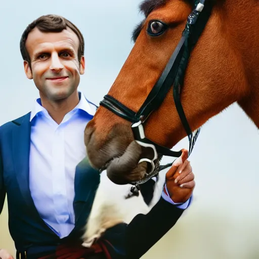 Image similar to closeup portrait of emmanuel macron dressed as napoleon riding a tiny miniature horse, natural light, sharp, detailed face, magazine, press, photo, steve mccurry, david lazar, canon, nikon, focus