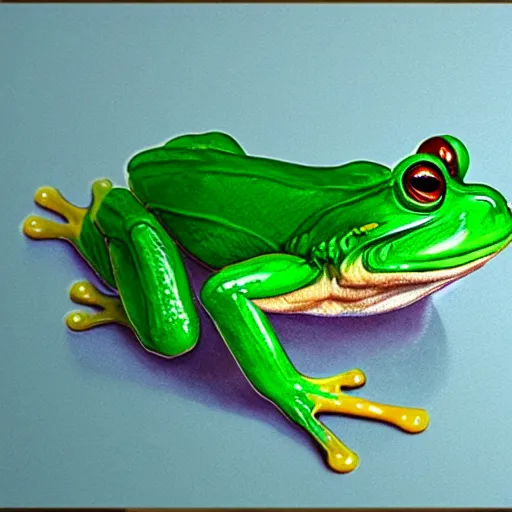 Image similar to The frog made of jelly,photorealistic