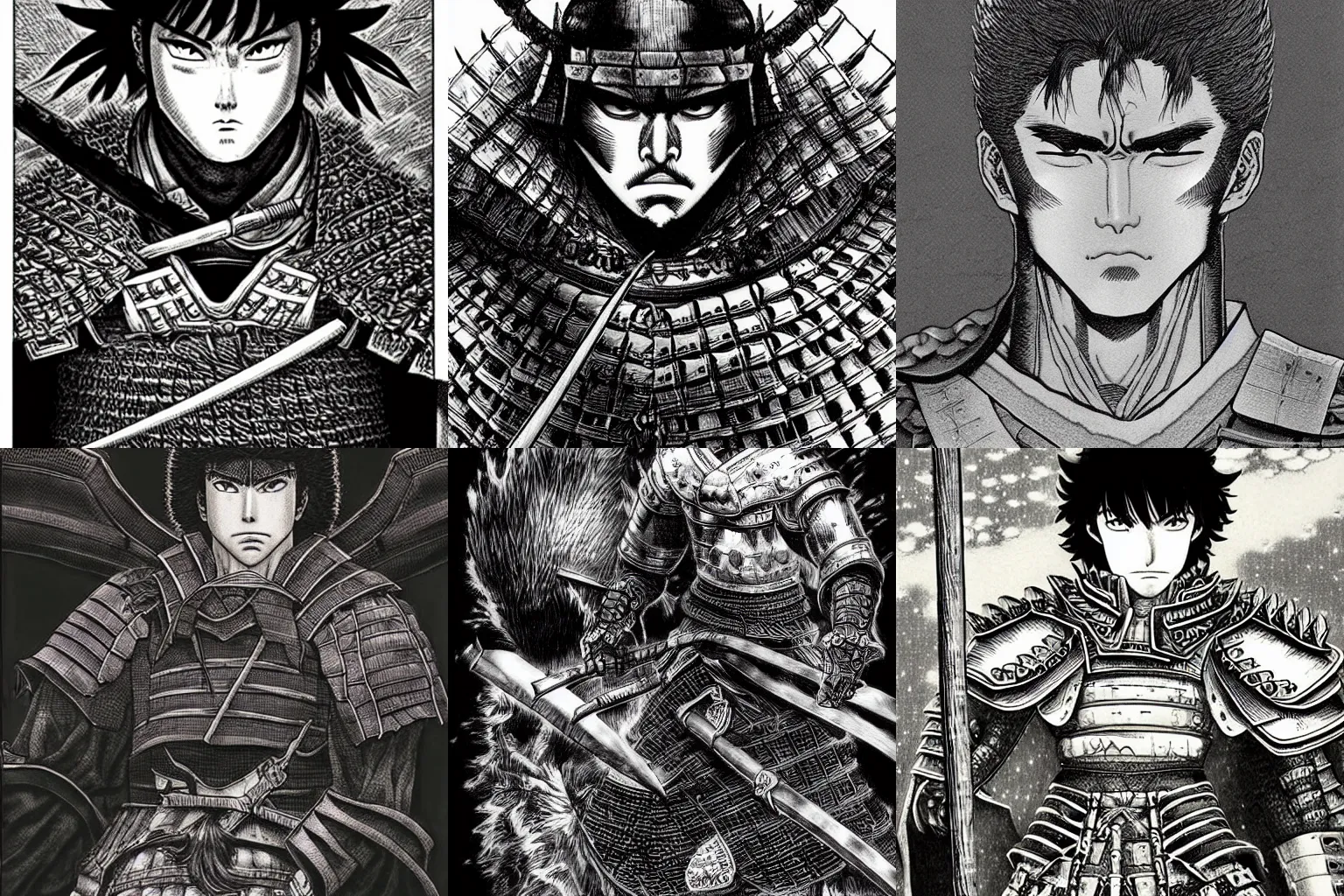 Prompt: an epic portrait of a heroic samurai by kentaro miura