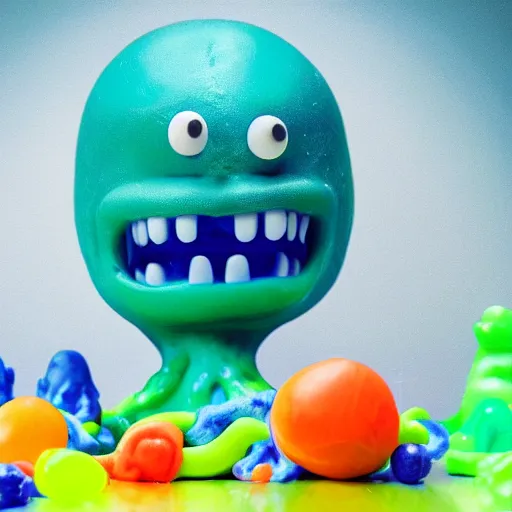 Image similar to slime monster, realistic, toy commercial photo