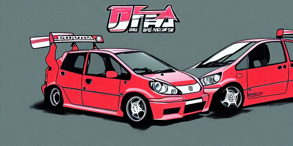 Prompt: honda jazz 2 0 0 6 initial d, anime art