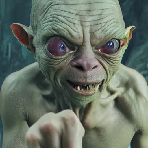 Image similar to gollum twitch streaming, realistic