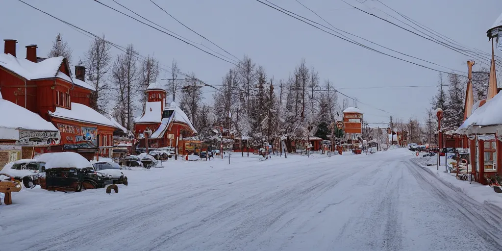 Prompt: photo of an small cozy russian town