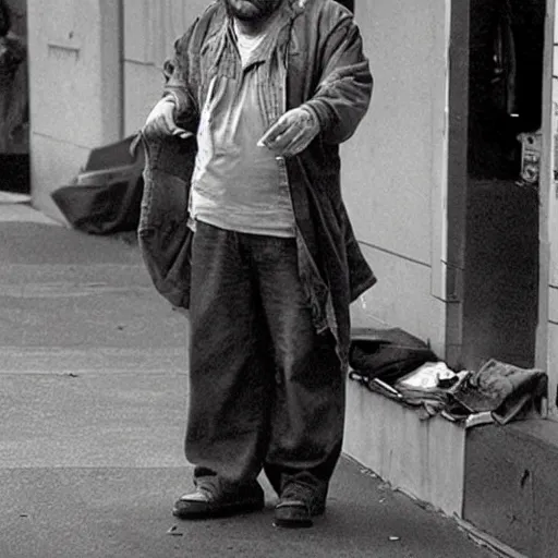 Image similar to George Costanza as a homeless man