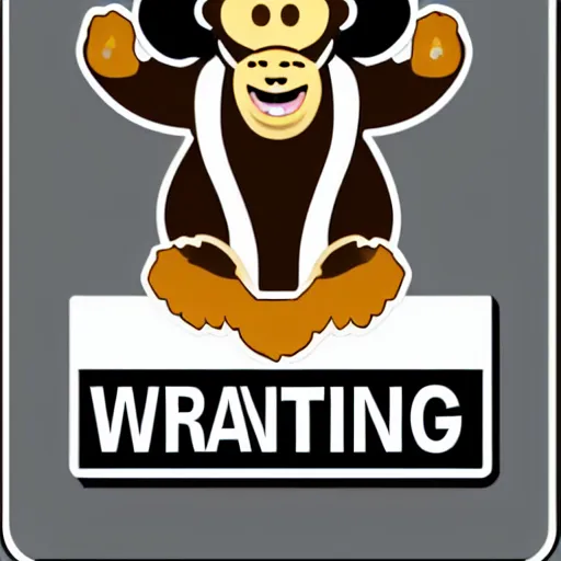 Image similar to warning sign with a vector graphic of a monkey in a tuxedo,