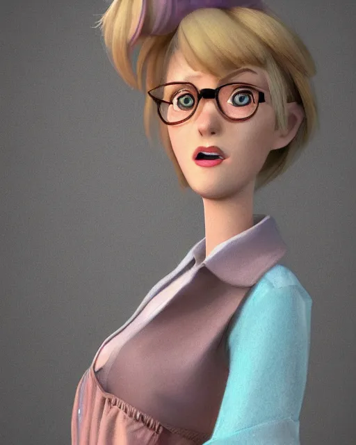 Image similar to lovely adult woman character portrait, by pixar, highly detailed, dynamic shadows, 4 k, splash art
