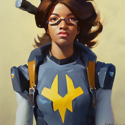 Prompt: greg manchess portrait painting of hermine granger as overwatch character, medium shot, asymmetrical, profile picture, organic painting, sunny day, matte painting, bold shapes, hard edges, street art, trending on artstation, by huang guangjian and gil elvgren and sachin teng
