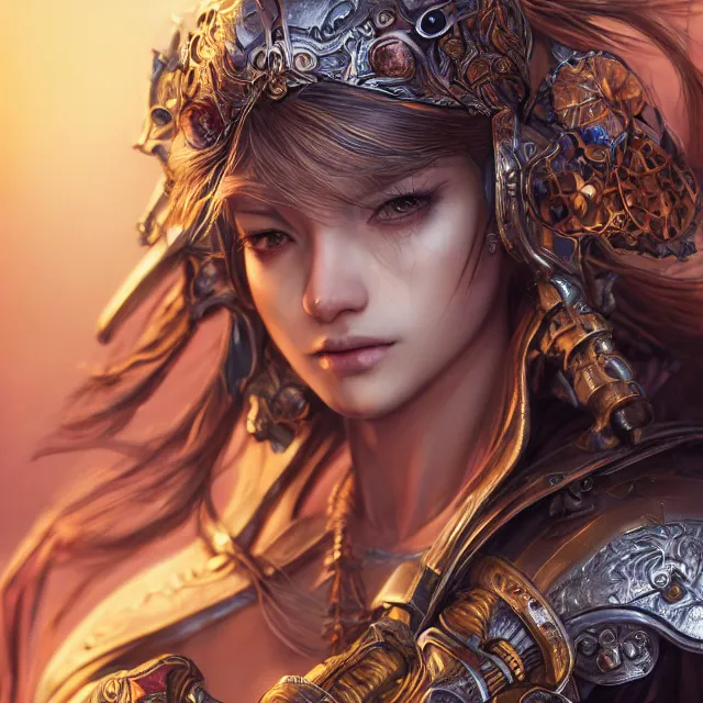 Image similar to studio portrait of lawful good colorful female holy shield paladin as absurdly beautiful, elegant, young sensual gravure idol, ultrafine hyperrealistic detailed face illustration by kim jung gi, irakli nadar, intricate linework, sharp focus, bright colors, matte, octopath traveler, final fantasy, unreal engine highly rendered, global illumination, radiant light, intricate environment