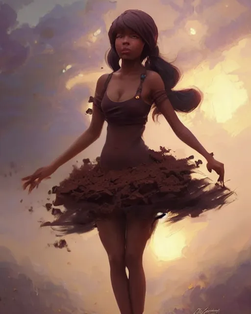 Image similar to a ( ( girl as personification of chocolate cupcake ) ), beauty, fantasy bakery, digital painting by greg rutkowski, artgerm, krenz cushart, laurie greasly, wlop, intricate, highly detailed!!, sharp focus, smooth, epic composition, joyful, unreal engine, masterpiece, 8 k