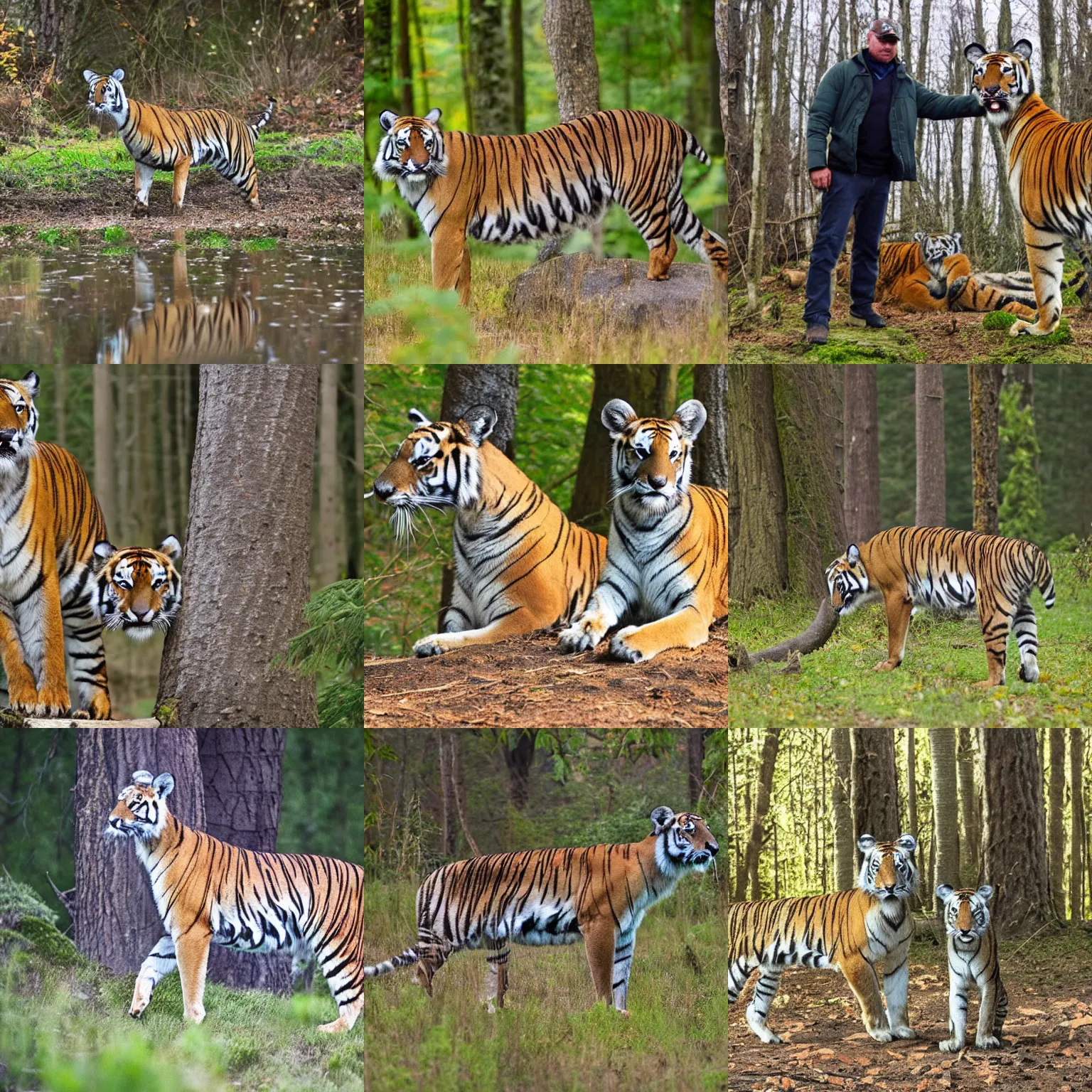 Prompt: sherwood greg in close each to by deer rutkowski standing tiger other forest and