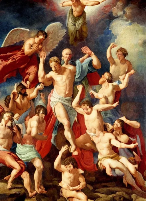Prompt: John Cena ascending to heaven, classicist painting