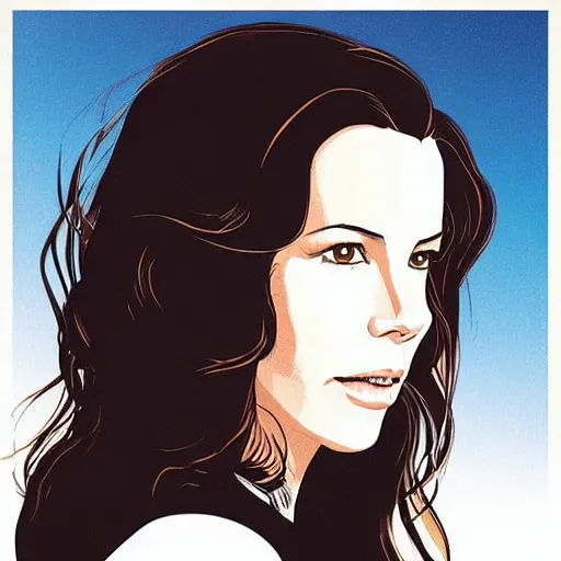 Image similar to “ kate beckinsale retro minimalist portrait by jean giraud, moebius starwatcher comic, 8 k ”