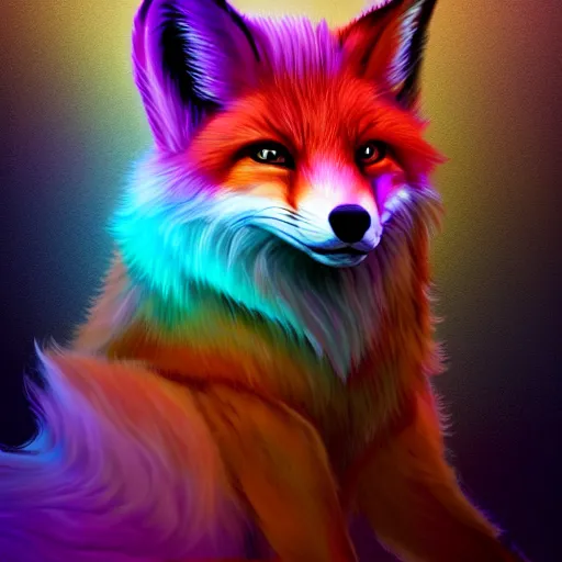 Prompt: digital auburn fox, retrowave palette, digital world, highly detailed, electric breeze, anatomically correct vulpine, synth feel, fluffy face, ear floof, flowing fur, super realism, accurate animal imagery, 4 k digital art