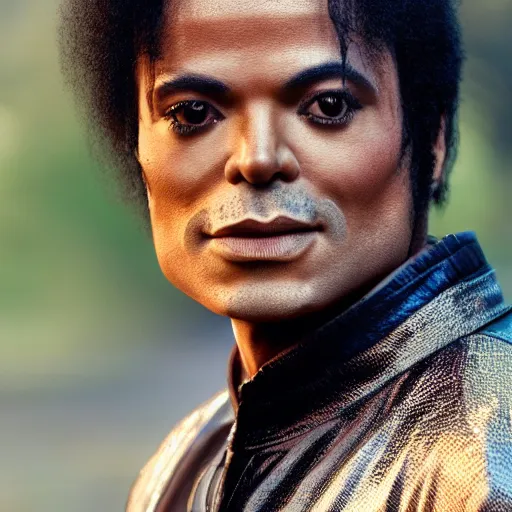 Image similar to photoreal portrait of the michel jackson cinematic still, depth of field, composition 4 0 mm