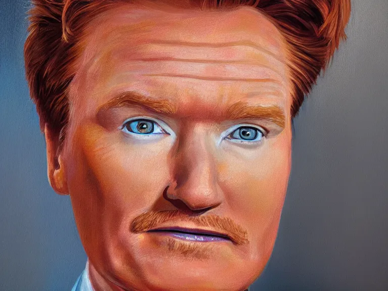 Image similar to close - up portrait of conan o'brien, painting by jose malhoa, high detail, high resolution