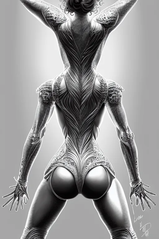 Image similar to symmetry!! intense fanart of 3 / 4 back pose of jessica biel as acotar protagonist, silver clothes, intricate, elegant, highly detailed, my rendition, digital painting, artstation, concept art, smooth, sharp focus, illustration, art by artgerm, by hajime sorayama and boris vallejo