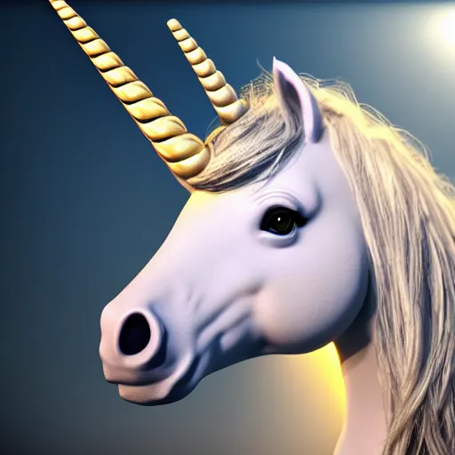 Image similar to a unicorn, highly detailed, photorealistic portrait, bright studio setting, studio lighting, crisp quality and light reflections, unreal engine 5 quality render