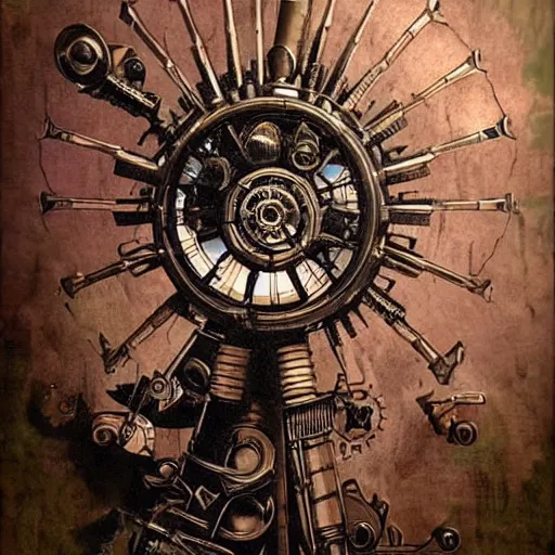 Prompt: giant mechanical rose, steampunk, fantasy art