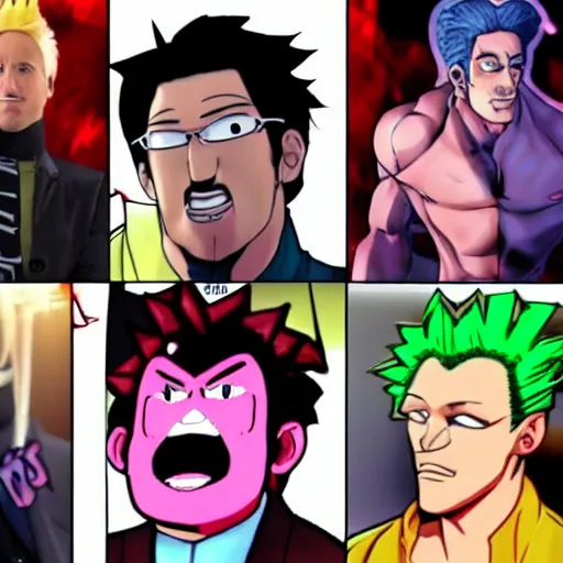 Image similar to markiplier in jojo's bizzare adventure,