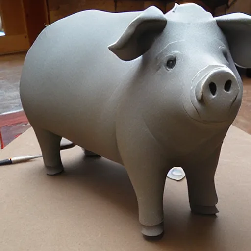 Image similar to sculpture of a pig, work in progress