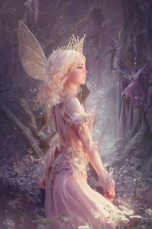 Image similar to fairy princess, highly detailed, d & d, fantasy, highly detailed, digital painting, trending on artstation, concept art, sharp focus, illustration, art by artgerm and greg rutkowski and fuji choko and viktoria gavrilenko and hoang lap