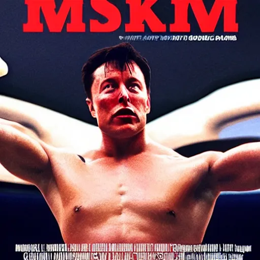 Image similar to movie poster of elon musk in rocky 4,