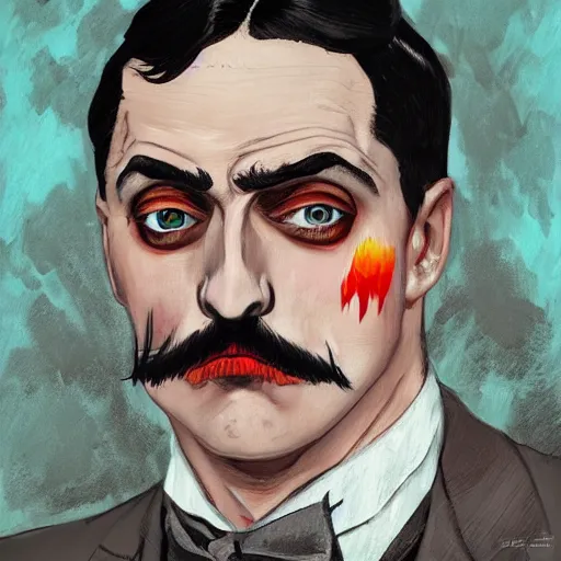 Prompt: a portrait of gomez addams as a lich necromancer, angel, wings, in the style of artgerm, van gogh, atey ghailan and steve mccurry, vibrant colors and hard shadows and strong rim light, lucien freud, comic cover art, trending on artstation