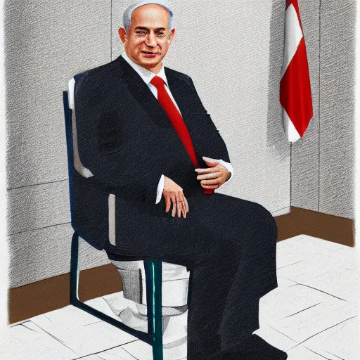 Image similar to benjamin netanyahu sitting in a toilet, photorealistic, studio