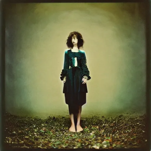 Image similar to kodak portra 4 0 0, wetplate, photo of a surreal artsy dream scene,, girl, weird fashion, photographed by paolo roversi style