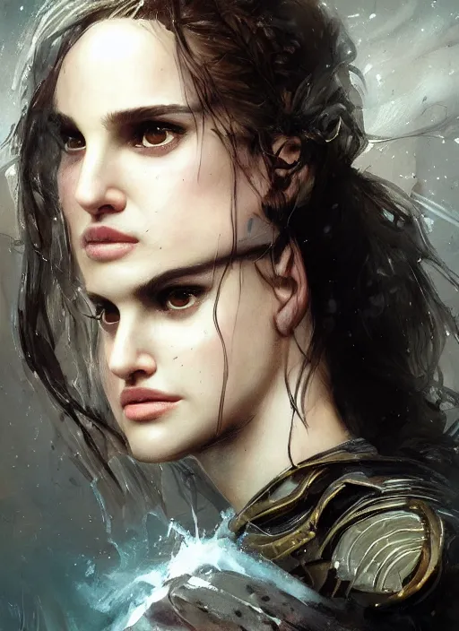 Image similar to young natalie portman, legendary warrior, warframe, lord of the rings, tattoos, decorative ornaments, battle armor, carl spitzweg, ismail inceoglu, vdragan bibin, hans thoma, greg rutkowski, alexandros pyromallis, cute, perfect face, detailed, sharply focused, centered, rule of thirds, photorealistic shading