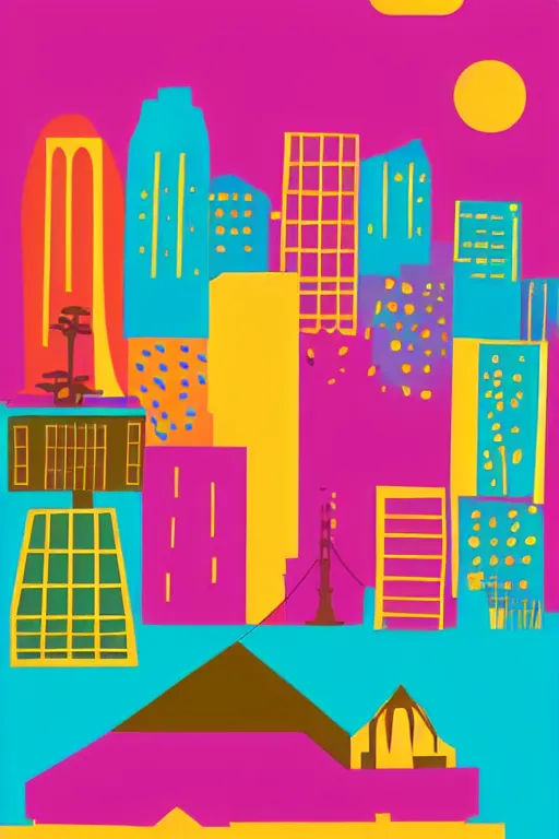 Image similar to minimalist boho style art of colorful san francisco, illustration, vector art