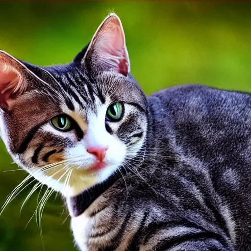 Image similar to First human cat hybrid, circa 2020, photography from nature magazine