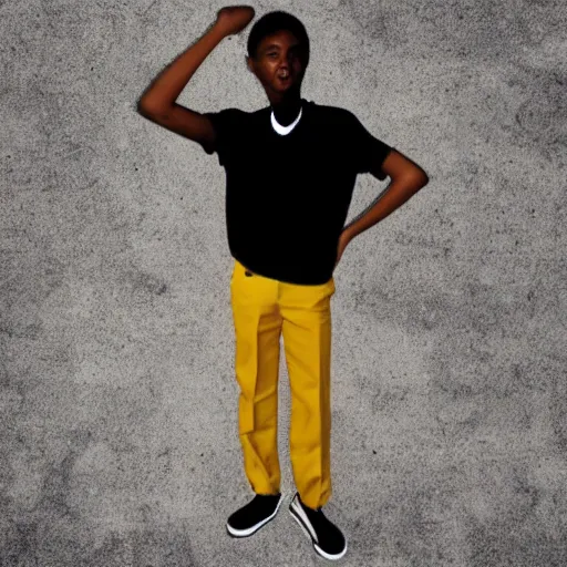 Image similar to the exaggerated swagger of a black teen