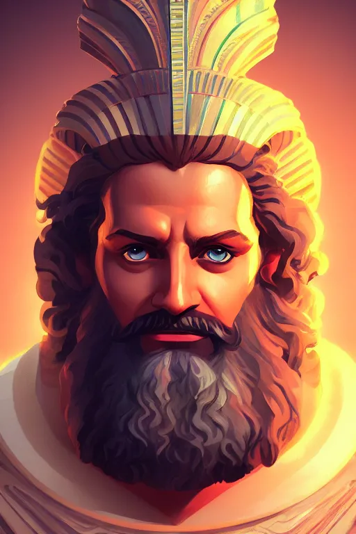 Prompt: the god zeus, egyptian setting, portrait, sharp focus, digital art, cgsociety, concept art, post processed, dynamic lighting, artstation, by emylie boivin and rossdraws