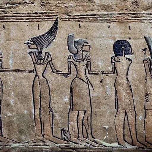 Image similar to gray aliens on a ancient egypt wall