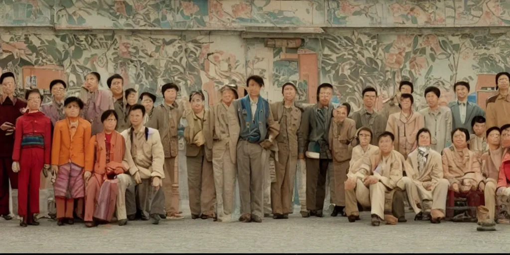 Prompt: film still from wes anderson movie, baotou china,