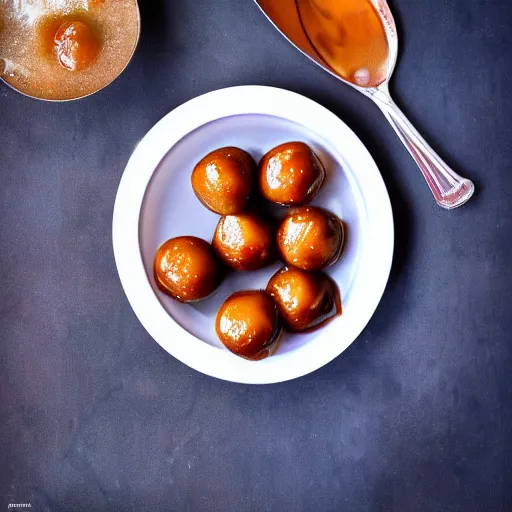 Image similar to high resolution photo of gulab jamun, michelin star, very tasty, food photography, instagram, trending