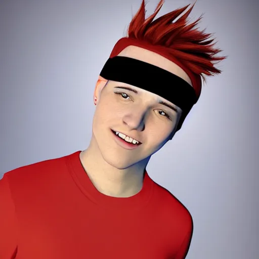 Image similar to professional digital art of a fashionable young man with red hair and a black sweatband, high quality, highly detailed, HD, 8K