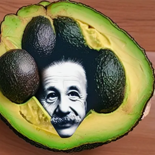 Image similar to einstein inside an avocado