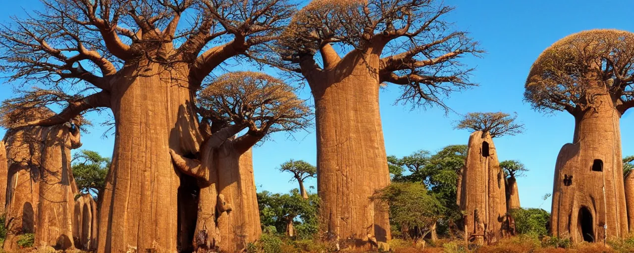 Image similar to Beautiful gigantic baobab tree, where birds make their nests, made of LEGO, in the style of LEGO