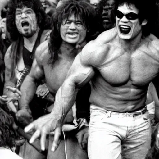 Image similar to hulk performing at woodstock