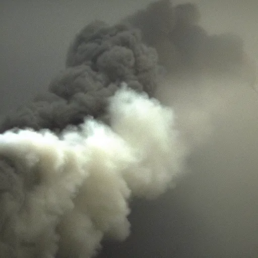 Image similar to still photo of the smoke monster from the television show called lost hovering above a crashed airplane. realistic, highly detailed, 8 k, cinematic