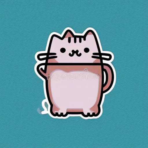 Prompt: Pusheen cat holding an Argentine mate cup, vector illustration, sticker
