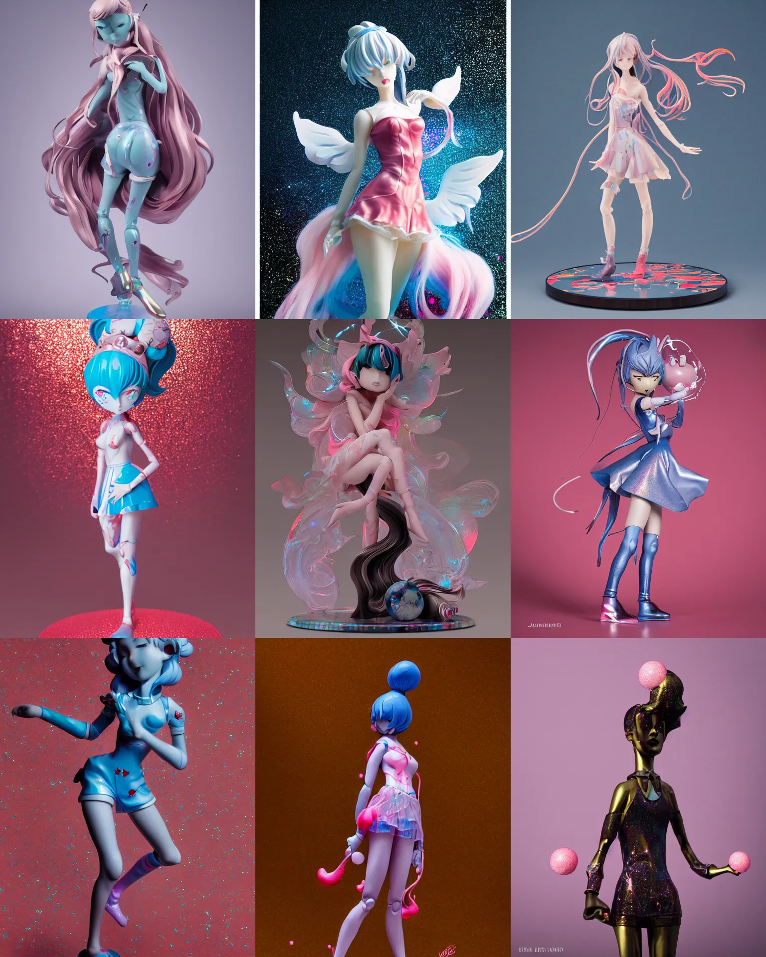 Prompt: james jean isolated magical girl vinyl figure, figure photography, holographic undertones, anime stylized, accurate fictional proportions, glitter accents on figure high detail, ethereal lighting sigma 8 5 mm f _ 8